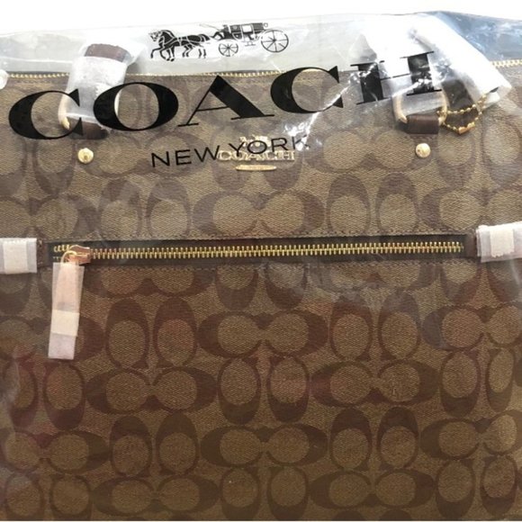 NWT Authentic COACH Signature Gallery Shoulder Tote Bag Khaki/Brown/Beige/Tan - Picture 11 of 14